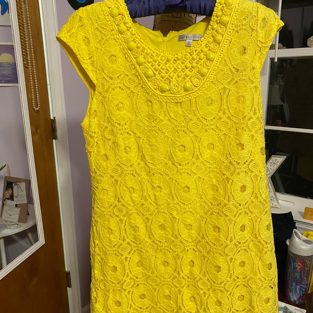 Yellow lace Sandra Darren dress
